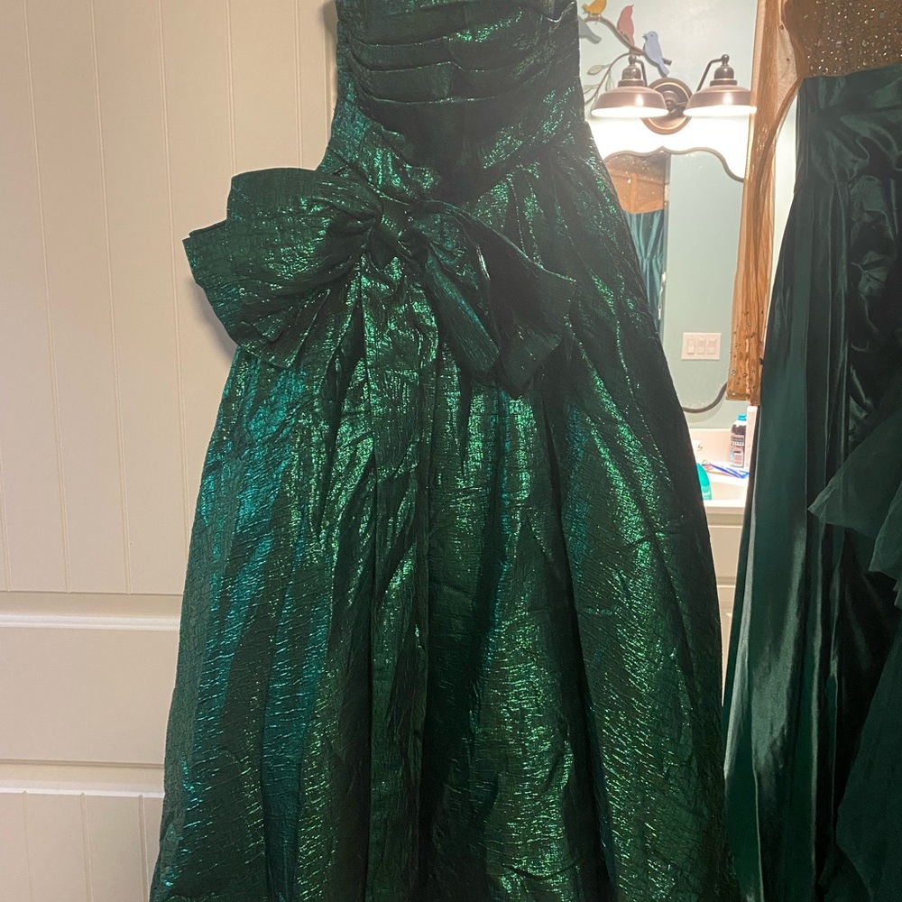 Strapless Evening Prom Green Dress Gown size 4 corset back